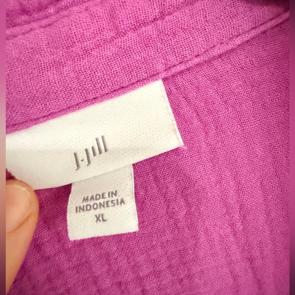 J.JILL COTTON-GAUZE ONE-POCKET SHIRTDRESS IN WILD ORCHID XL midi - Picture 4 of 6